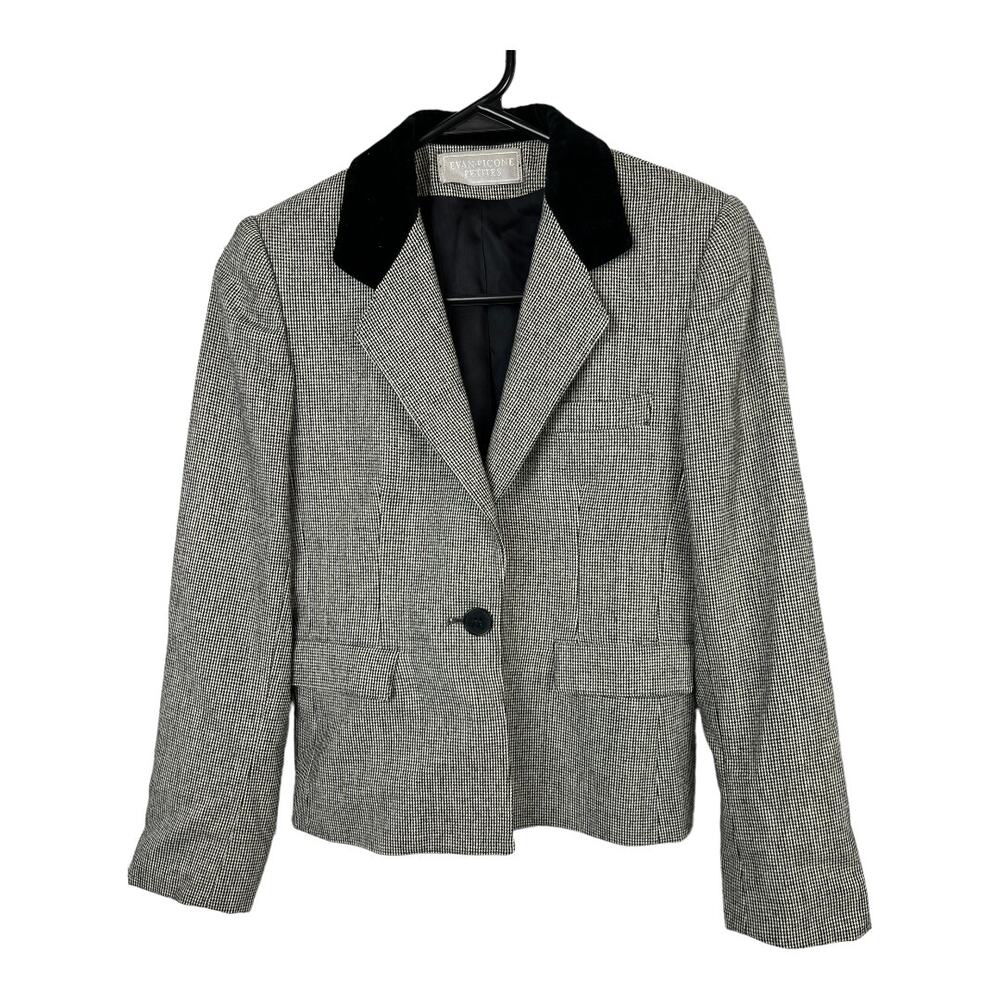 Vintage Evan Picone Petites Wool Blazer velvet collar sz 2